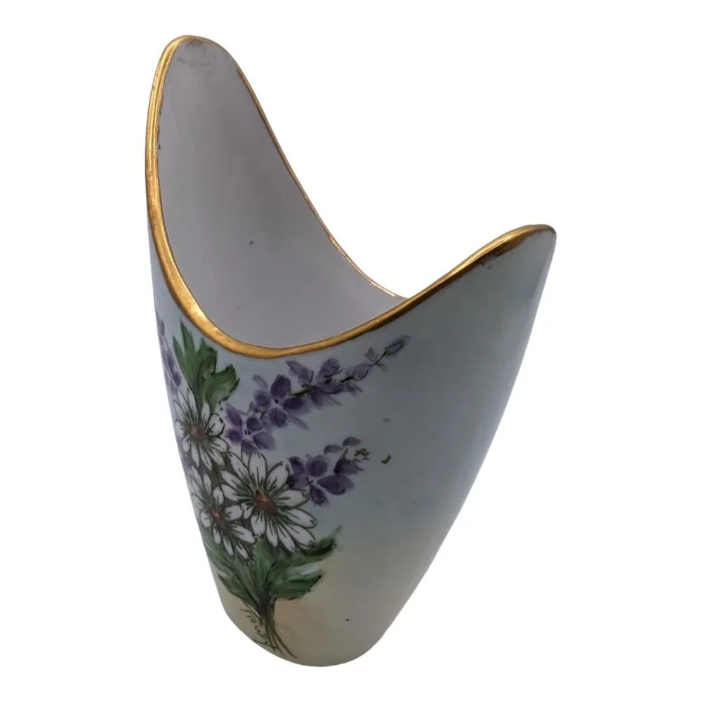 Vintage Hand Painted Porcelain Vase Daisies 5